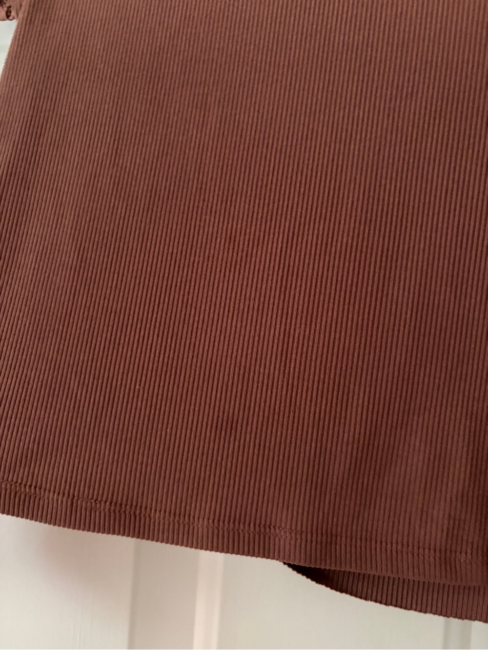 Women's Ribbed Short Sleeve Top - Rust - Picture 2 of 4